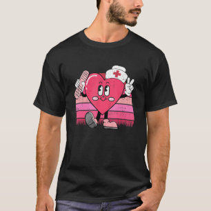 Camiseta Dia dos Namorados Retro Groovy Coração Fofo Femini