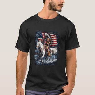 Camiseta Dia dos Nativos Americanos Bandeira Cavalo Indiano