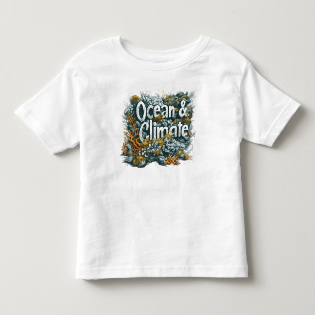 Camiseta Dia dos Oceanos - Texto sobre Oceanos e Clima com  (Frente)