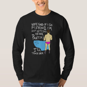 Camiseta Dia dos Pais de Pesca Humor do Papai Esposa Pescad