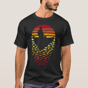 Camiseta Dia dos Pais de Pesca Pôr do Sol Retro Pescador Pa