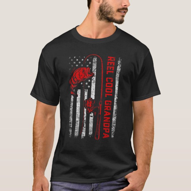 Camiseta Dia dos Pais do Homem  Avô Muito Legal Peixe Améri (Frente)