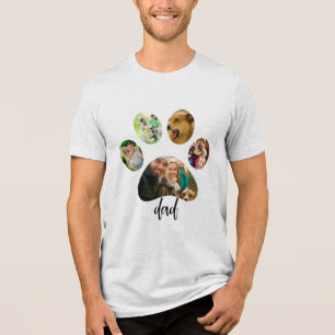 Camiseta Dia dos Pais Dog Dad 5 Colagem de Fotos de Pegad