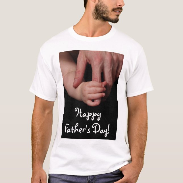 Camiseta Dia dos pais feliz! Bebê que guardara o dedo do (Frente)