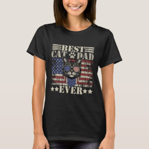 Camiseta Dia dos Pais Patriótico Pai Gato Papai Engraçado M