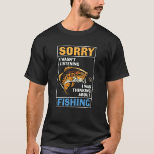 Camiseta Dia dos Pais Pensando em Cana de Pesca