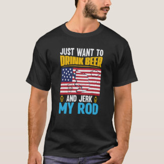 Camiseta Dia dos Pais Pescaria Pescador Bandeira EUA Cervej