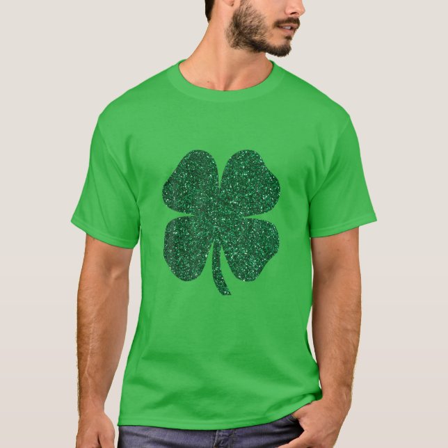 Camiseta Dia dos Patricks de Folha Verde Brilhante (Frente)