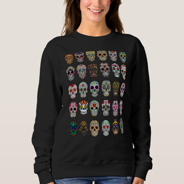 Camiseta Dia Dos Peles De Açúcar Mortos Do Halloween (Frente)