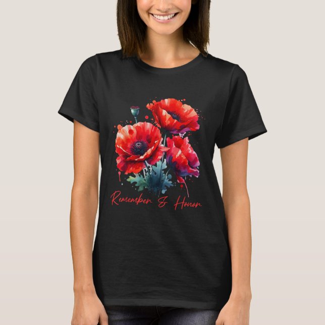 Camiseta Dia dos Veteranos 2024 Memorial dos Eua Poppy Verm (Frente)