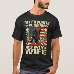 Camiseta Dia dos Veteranos da Esposa Meu Veterano Favorito 