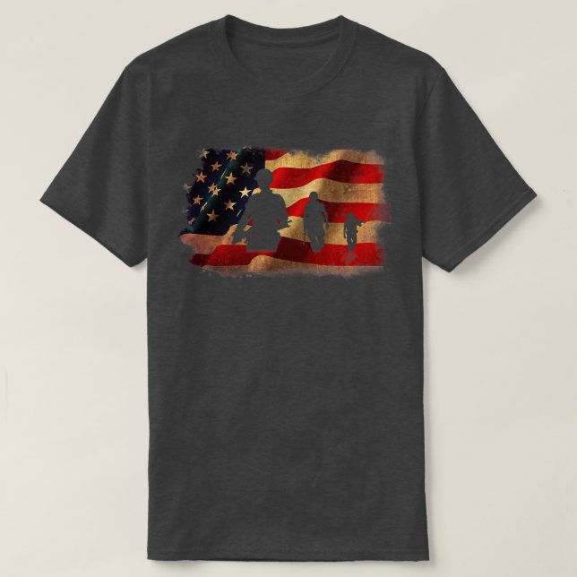 Camiseta Dia dos Veteranos de Bandeira Americana (Frente do Design)