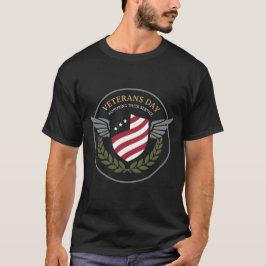Camiseta Dia dos Veteranos Honrando o Serviço Escudo Asas