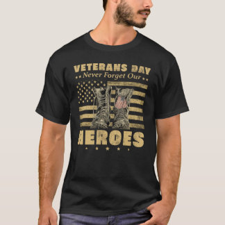 Camiseta Dia dos Veteranos Nunca Esqueçamos Nossos Heróis B