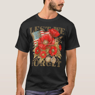 Camiseta Dia dos Veteranos Para Não Esquecermos A Flor Verm