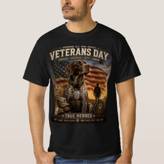 Camiseta Dia dos Veteranos Pointer de Cabelo Curto Alemão