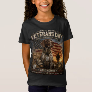 Camiseta Dia dos Veteranos Pointer de Cabelo Curto Alemão