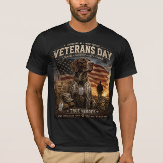 Camiseta Dia dos Veteranos Pointer de Cabelo Curto Alemão