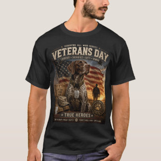 Camiseta Dia dos Veteranos Pointer de Cabelo Curto Alemão