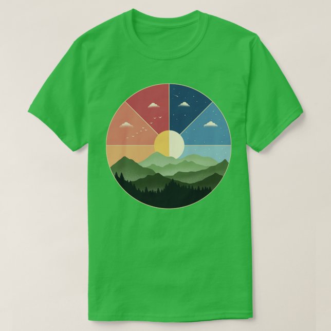Camiseta Dia e noite da natureza (Frente do Design)