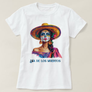 Camiseta Dia Elegante do Crânio do Açúcar Morto Colorido