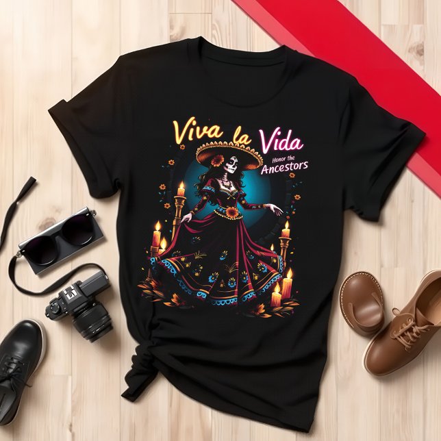 Camiseta Dia Encantador dos Mortos Viva La Vida (Criador carregado)
