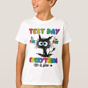 Camiseta Dia Engraçado Professor de Gato Estressado Estudan