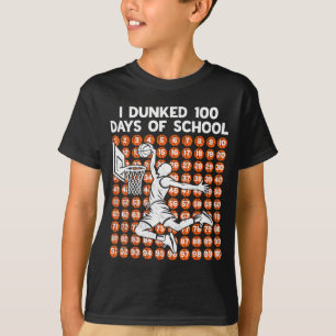 Camiseta Dia Escolar Hilário 100 Dias Eu Dunked Basquete