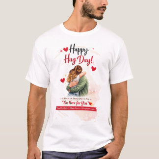 Camiseta Dia Feliz do Abraço Cotações Românticas de Amor e