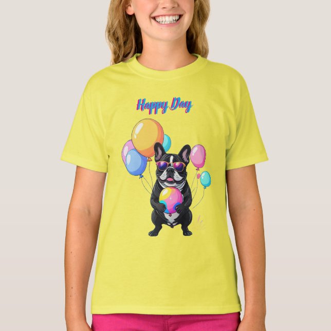 Camiseta Dia Feliz do Bulldog Francês  (Frente)