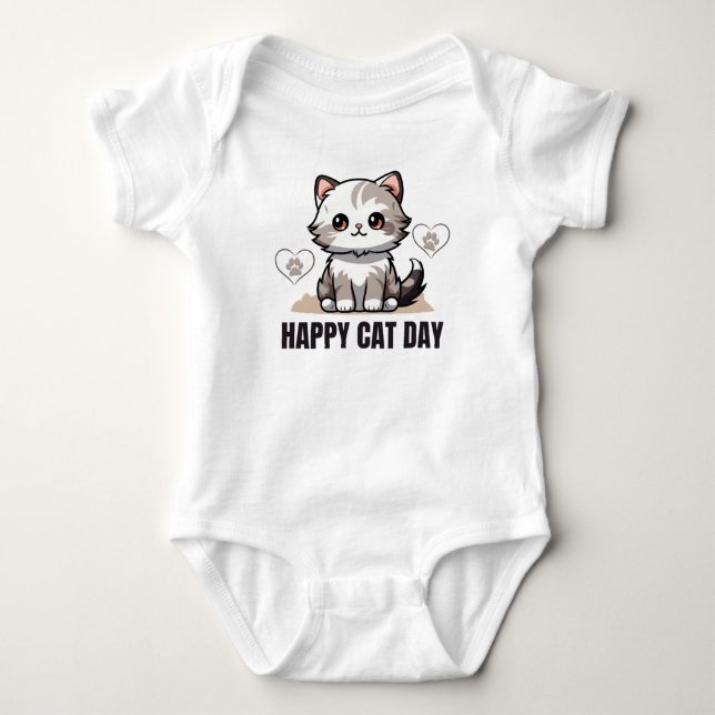 Camiseta Dia Feliz do Gato Bebê (Frente)
