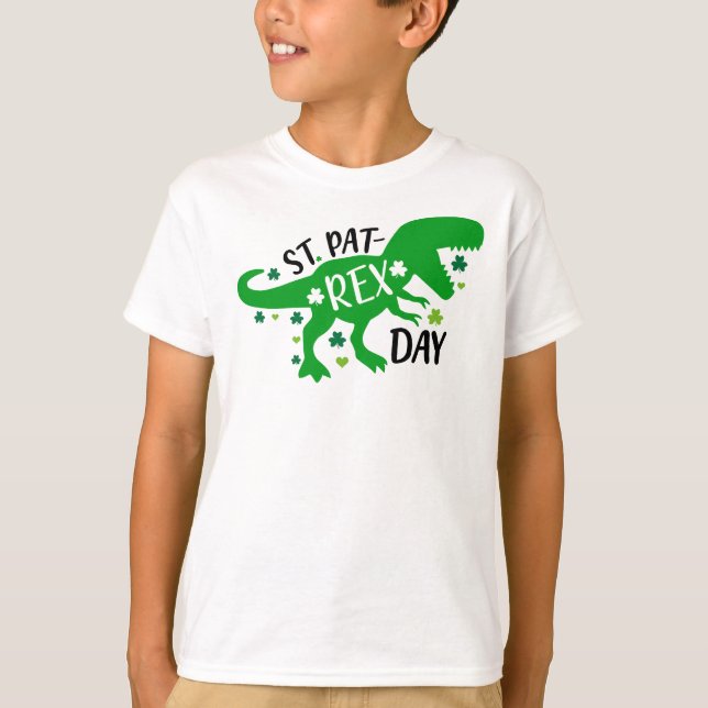 Camiseta Dia FELIZ DO ST PAT-REX de São Patrício T-Rex Dino (Frente)