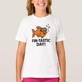 Camiseta Dia Fin-Tástico Design de Peixe Laranja Fofo