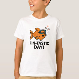Camiseta Dia Fin-Tástico Design de Peixe Laranja Fofo