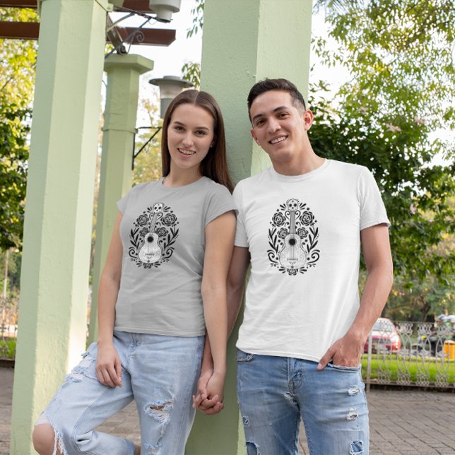 Camiseta Dia Floral do Violão da Design dos Mortos (Criador carregado)