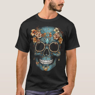 Camiseta Dia Floral Mexicano do Caveira dos Mortos do Dia D