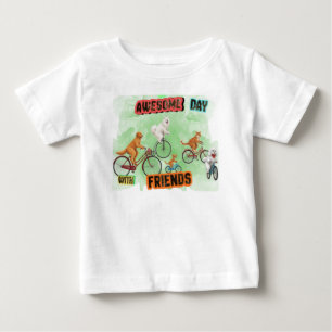 Camiseta Dia Incrível com Amigos - Cães e Gatos de Biciclet