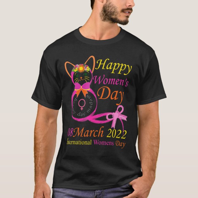 Camiseta Dia Internacional Da Mulher 8 De Março De 2022 Cat (Frente)