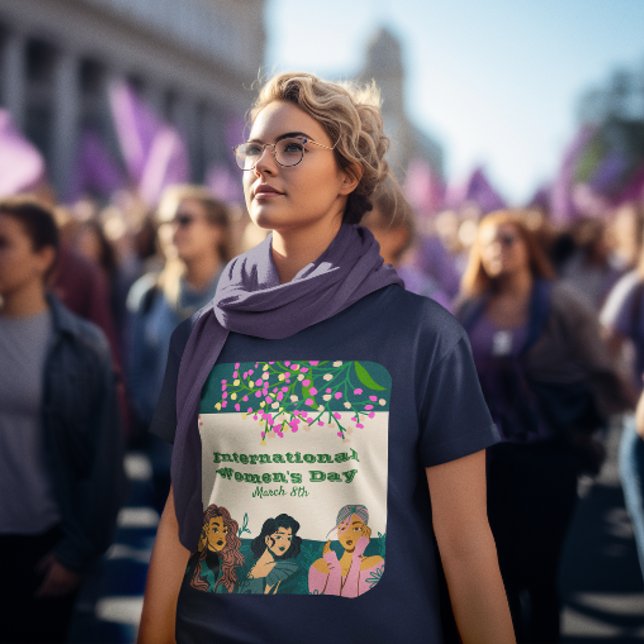 Camiseta Dia Internacional da Mulher 8 de março Mulheres Fl (International Women's Day March 8th Floral Women's T-Shirt)