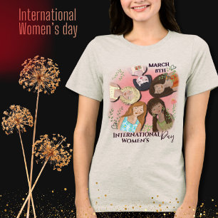 Camiseta Dia Internacional da Mulher Retratos Femininos Ros