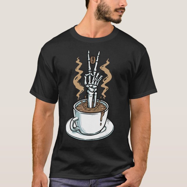 Camiseta Dia Internacional do Café do Skeleton (Frente)