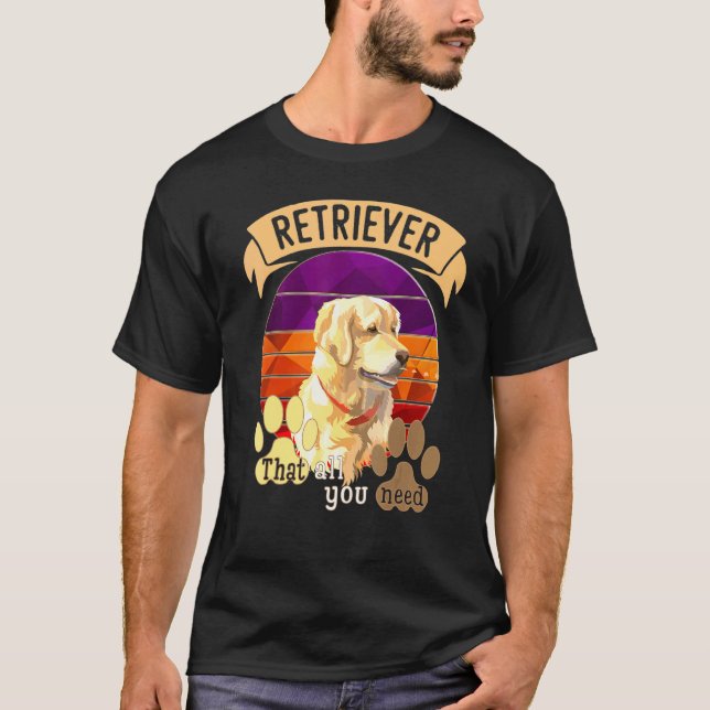 Camiseta Dia Internacional do Cão Com Arte do Retrieve Dour (Frente)