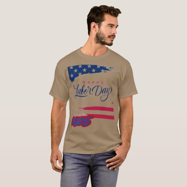 Camiseta DIA LABOR patriótico feliz (Frente Completa)