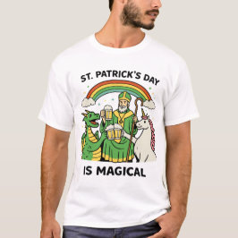 Camiseta Dia Mágico de São Patrício Dragão Unicórnio Brinde