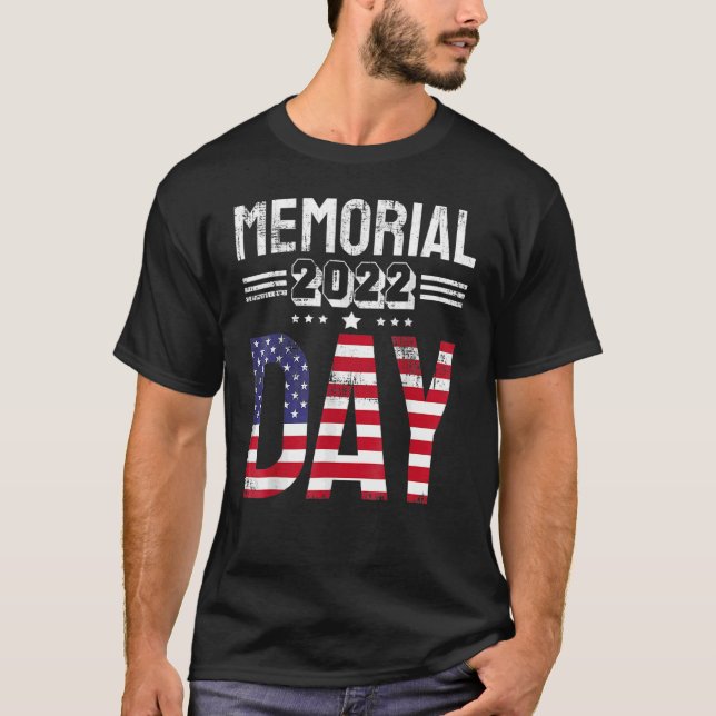 Camiseta Dia Memorial 2022 Bandeira Americana Patriótica Am (Frente)