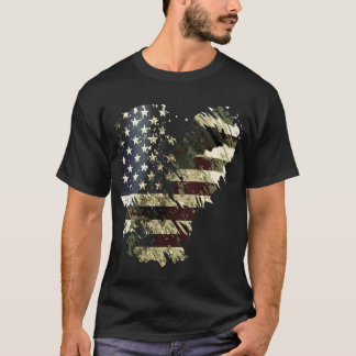 Camiseta Dia Memorial Camo American Flag Camouflage 4º