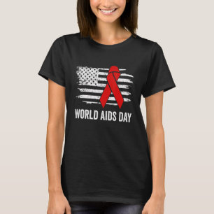 Camiseta Dia Mundial da Aids Esperam que o HIV Red Ribbon a