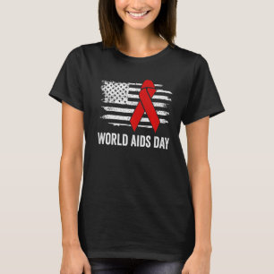 Camiseta Dia Mundial da Aids Esperam que o HIV Red Ribbon a