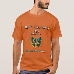 Camiseta Dia Mundial da Pneumonia. Conquiste a Pneumonia.