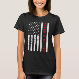 Camiseta Dia Mundial da Sida Esperança HIV Laço Vermelho Co